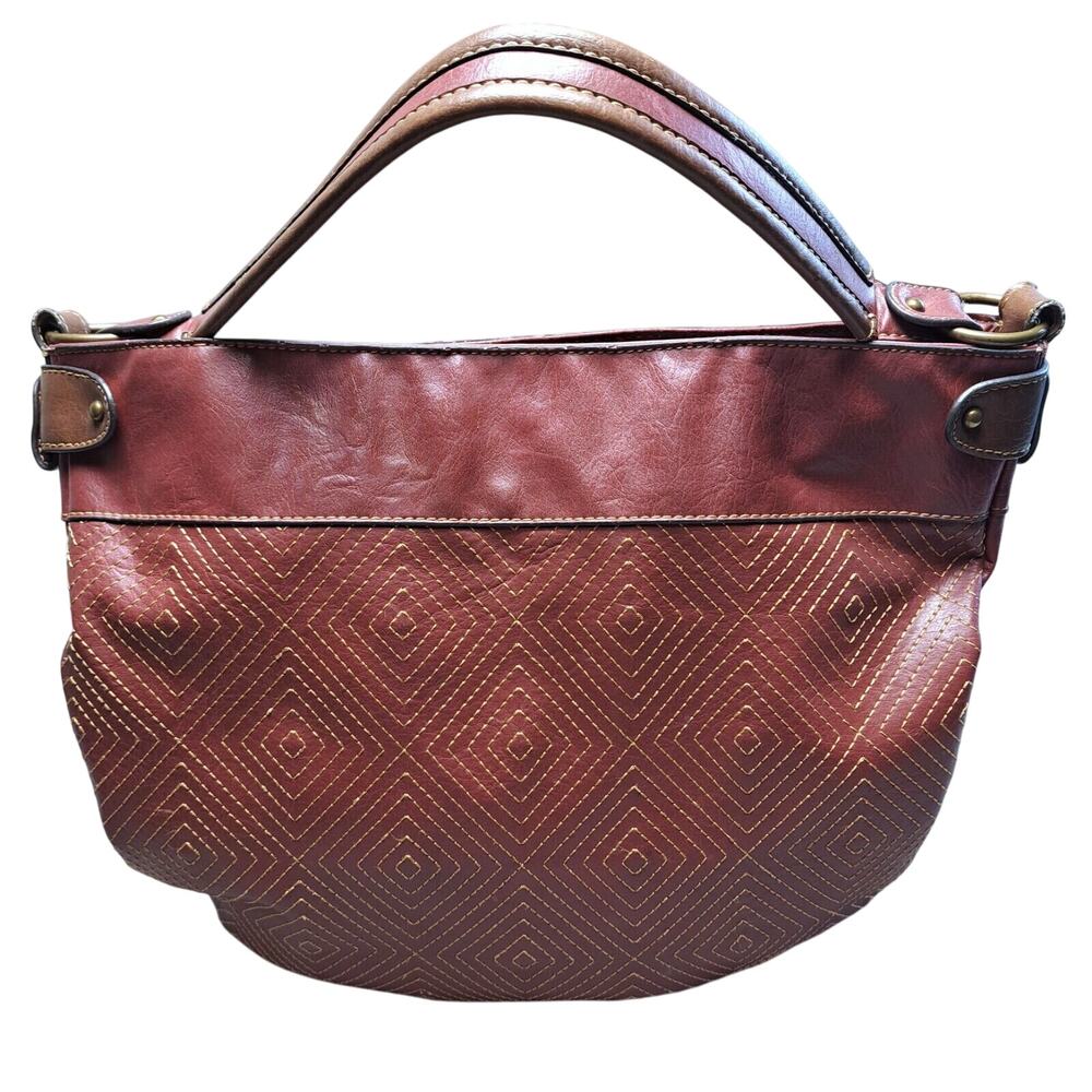 Liz & Co Half Moon Purse Bag Rosewood Oxblood Vegan Leather Handbag boho hippie